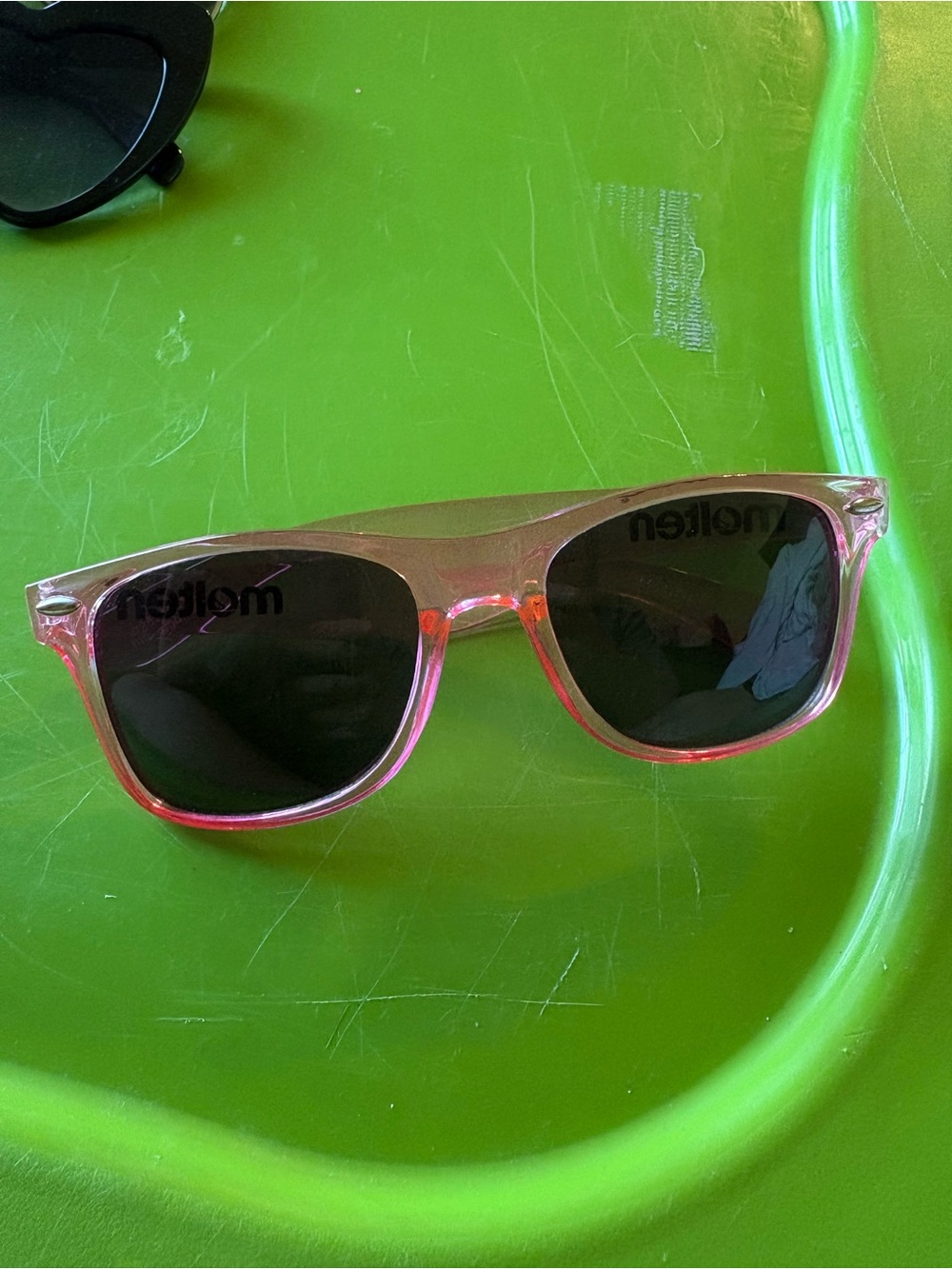 Pink Transparent Frame Sunglasses with Dark Lenses